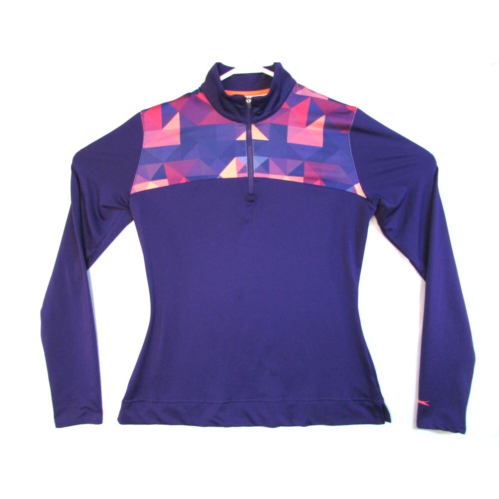 Slazenger Pullover Womens Small Purple Geometric Quarter Zip Golf Long Sleeve